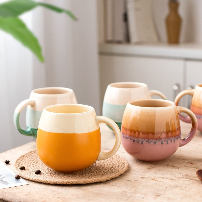 420ml Big Belly Mug Household Ceramic Water Cup Drinking Cup Girls Creative Kiln Baked Color Matching Tea Cup - The Number 1 Things