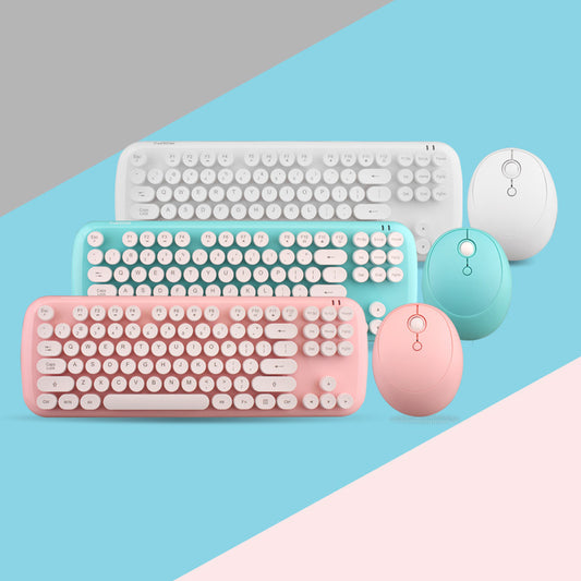 Cute Wireless Keyboard And Mouse Set In Soft Color Options