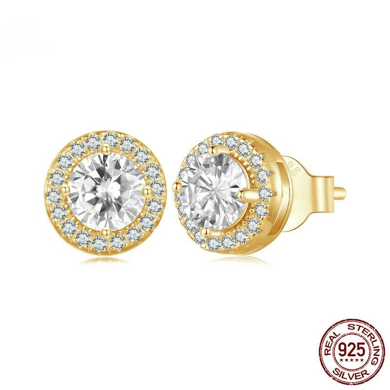 S925 Sterling Silver White Gold Plated Light Luxury All-match Stud Earrings Ornament Women - The Number 1 Things