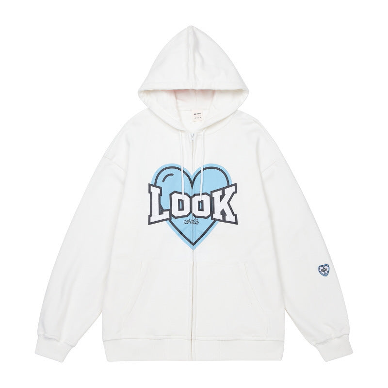 Polyester Fiber Hooded Sweater Students Korean Style Loose Design Couple Coat - The Number 1 Things