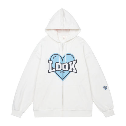 Polyester Fiber Hooded Sweater Students Korean Style Loose Design Couple Coat - The Number 1 Things