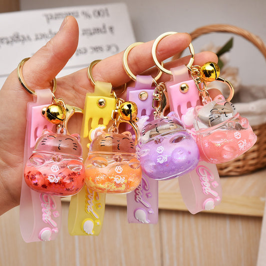 Cartoon Acrylic Floating Fortune Cat Keychain - The Number 1 Things