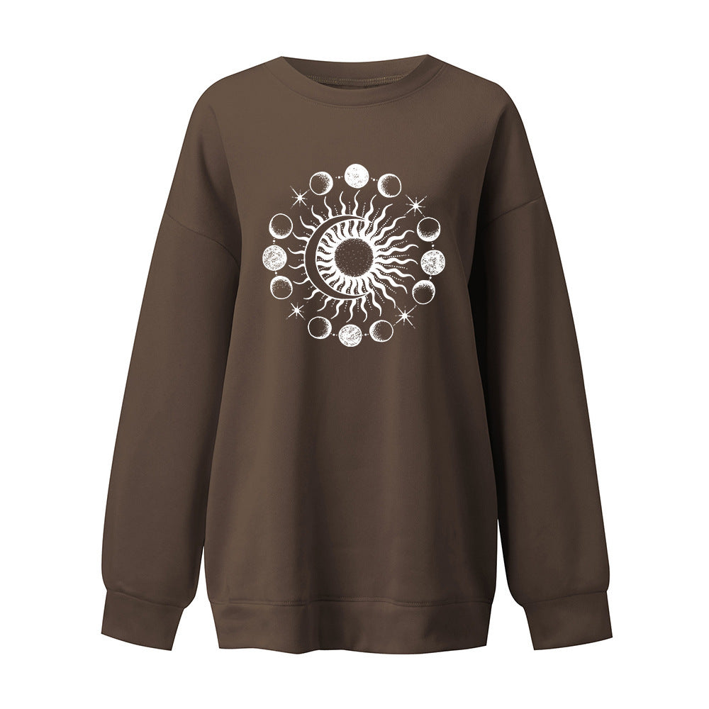 Starry Sky Sun And Moon Printing European And American Mysterious Third Eye Drop-shoulder Long-sleeve Sweater - The Number 1 Things