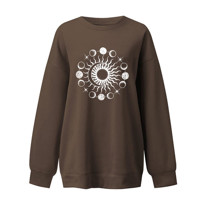 Starry Sky Sun And Moon Printing European And American Mysterious Third Eye Drop-shoulder Long-sleeve Sweater - The Number 1 Things