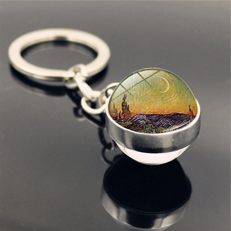 Van Gogh Starry Sunflower Keychain Pendant Creative Trinket - The Number 1 Things