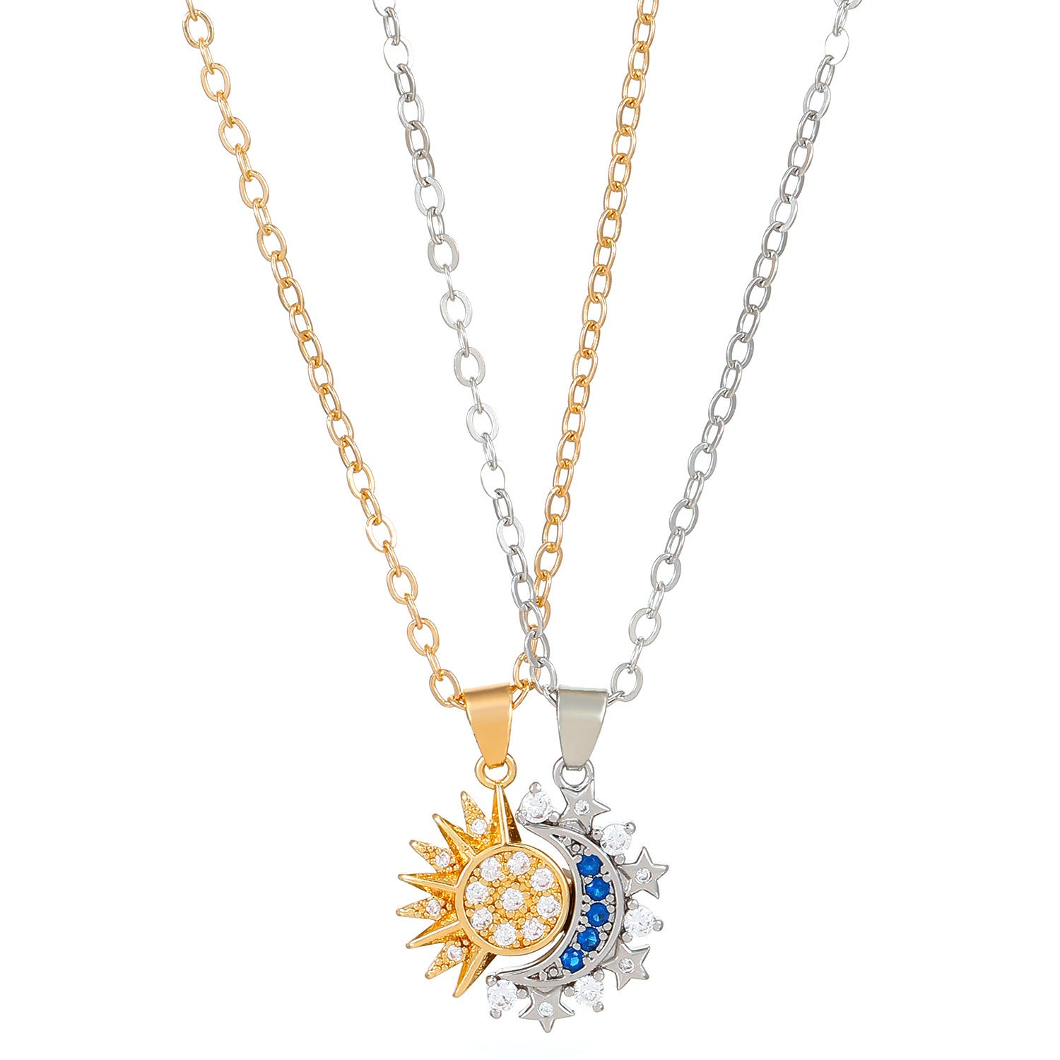 2pcs Necklace Sun And Moon Magnetic Pendant Clavicle Chain Necklace For Couple Lovers - The Number 1 Things