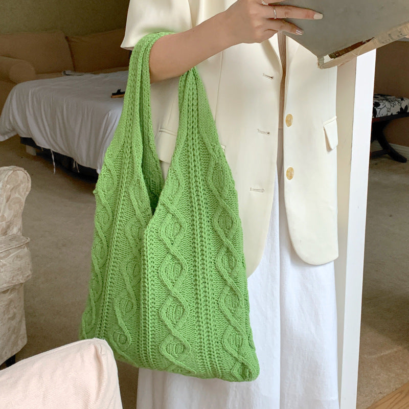 Portable Retro Hollow Knitted Woolen Yarn Bag Shoulder Tote Bag - The Number 1 Things