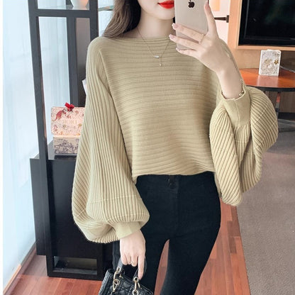 Lantern Sleeve Sweater Underwear Off-shoulder Collar - The Number 1 Things