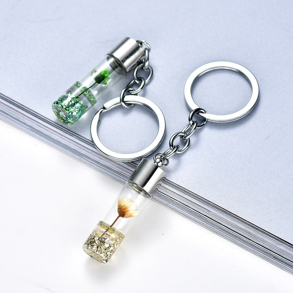 Plant Dried Flower Glass Bottle Pendant Keychain - The Number 1 Things