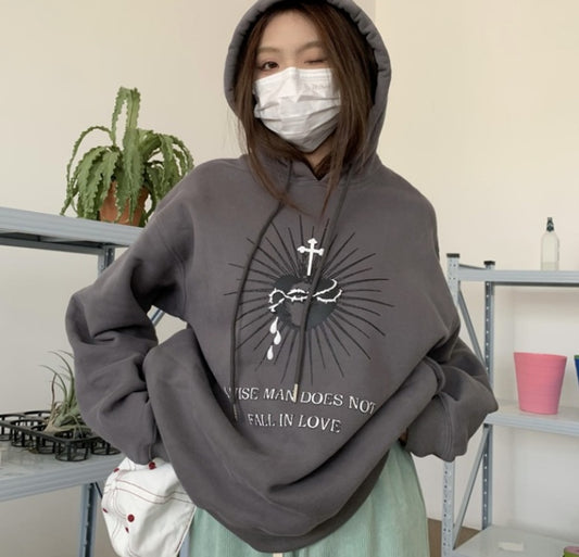 Hooded Printed Sweater And Velvet Retro Coat - The Number 1 Things