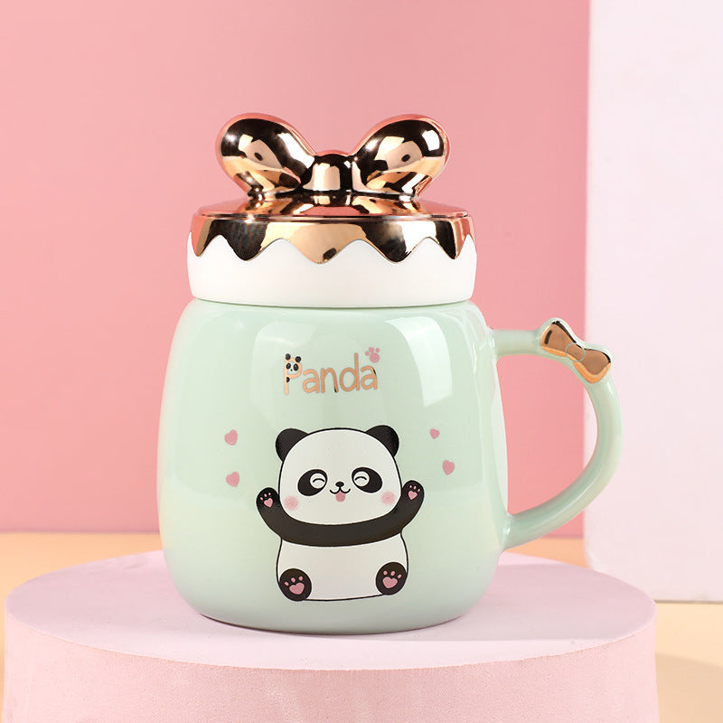 Cartoon Cute Ceramic Cup Printing Mug Color Bow Cup Lid - The Number 1 Things
