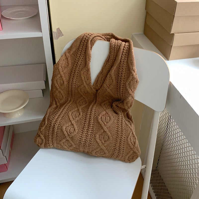Portable Retro Hollow Knitted Woolen Yarn Bag Shoulder Tote Bag - The Number 1 Things