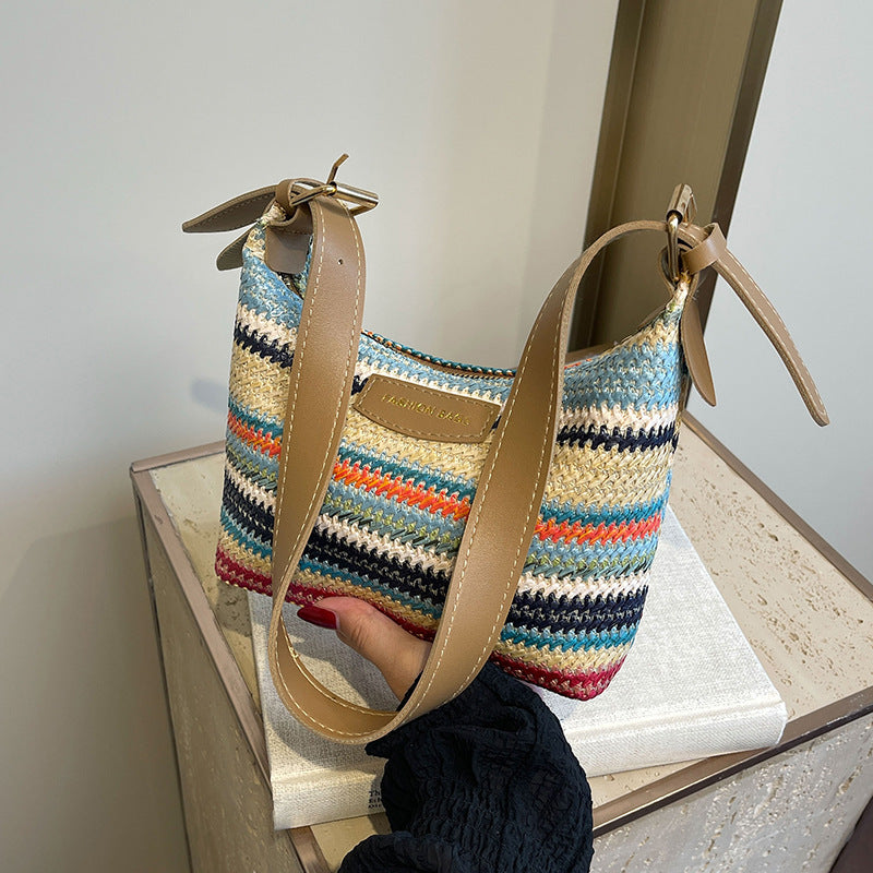 Fashion Color Contrast Woven Bag Women's Simple Shoulder Bag - The Number 1 Things