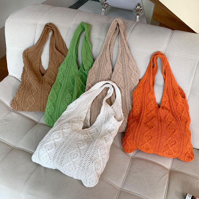 Portable Retro Hollow Knitted Woolen Yarn Bag Shoulder Tote Bag - The Number 1 Things