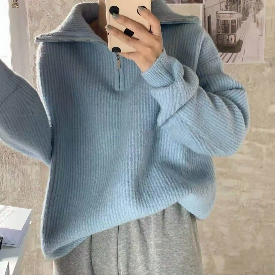 Autumn And Winter Gentle Stand Collar Sweater Cardigan Coat Loose Women - The Number 1 Things