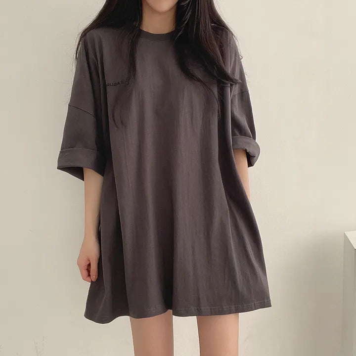 Mid-length Cotton Short-sleeved T-shirt For Women Summer