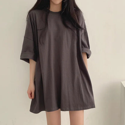 Mid-length Cotton Short-sleeved T-shirt For Women Summer