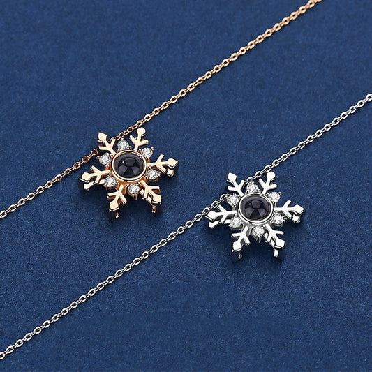 100 Kinds Of Memory I Love You Projection Snow Flower Necklace Women's Clavicle Chain - The Number 1 Things