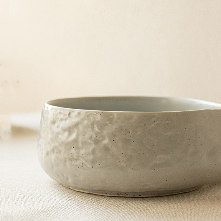Round Belly Water Ripple Ceramic Fruit Salad Bowl