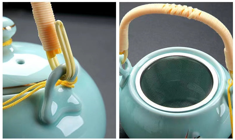 Simple Hand-painted Gold Large Teapot Ceramic