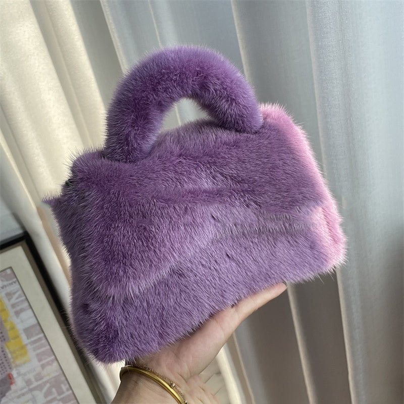 Women's Mink Fur Hourglass Wrapped Fur Clutch - The Number 1 Things