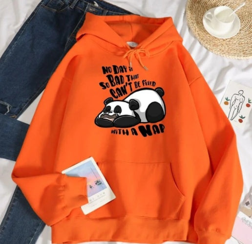 Hooded Plus Fleece Panda Sweater Women's Casual Loose Top