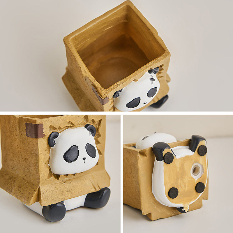 Cute Panda Pen Holder Creative Office Desk Ornaments Decoration Supplies Storage Box