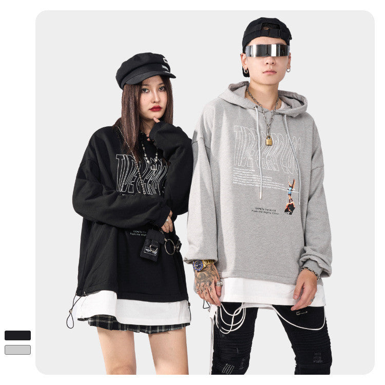 Temperament And Comfort Letter Printed Hooded Sweatshirt - The Number 1 Things