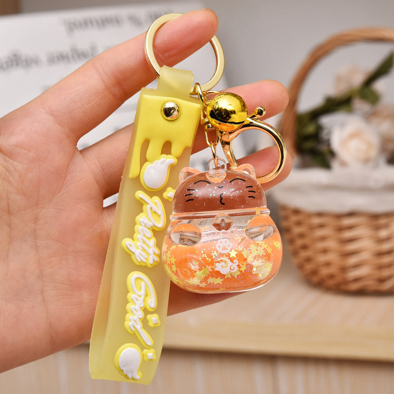 Cartoon Acrylic Floating Fortune Cat Keychain - The Number 1 Things