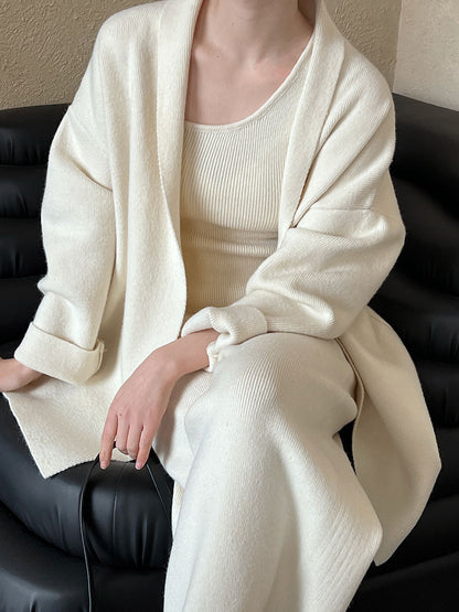 French Simplicity Cardigan Vest Wide Leg Pants Three-piece Set - The Number 1 Things