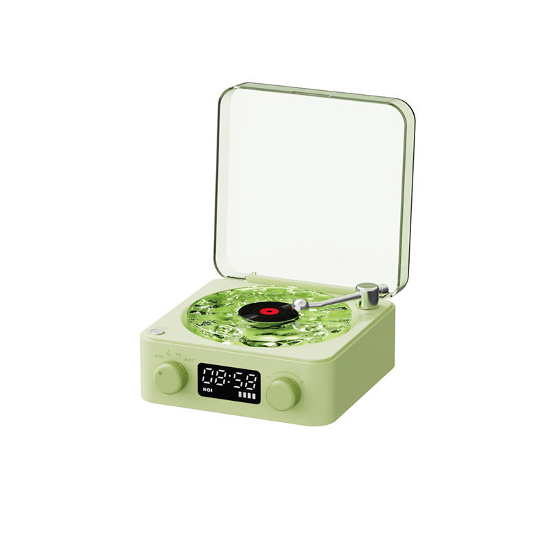 Retro Turntable Speaker Vinyl Record Player With Projection Lamp Effect