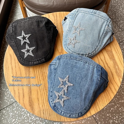 Denim Blue XINGX Women's Retro Washed Peaked Cap