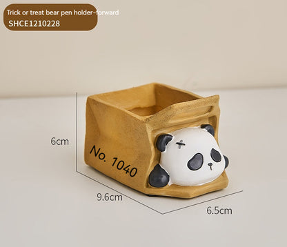 Cute Panda Pen Holder Creative Office Desk Ornaments Decoration Supplies Storage Box