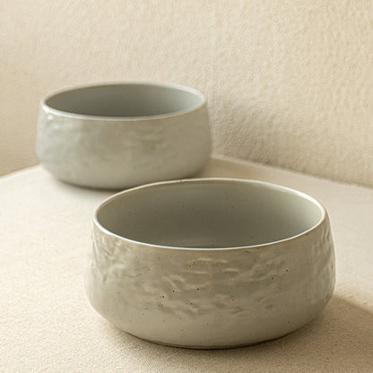 Round Belly Water Ripple Ceramic Fruit Salad Bowl