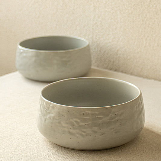 Round Belly Water Ripple Ceramic Fruit Salad Bowl