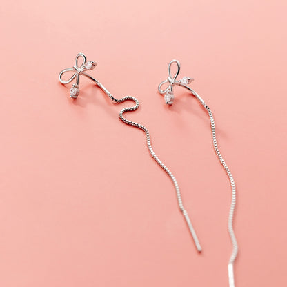 S925 Silver Bow Hanging Earrings Korean Style Lady Temperament - The Number 1 Things