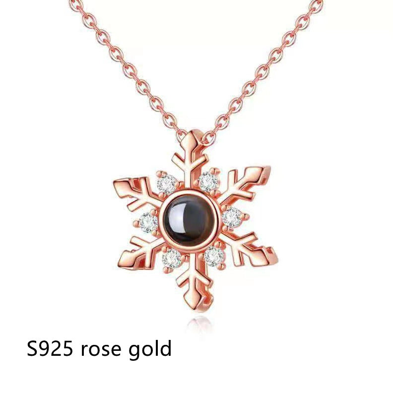 100 Kinds Of Memory I Love You Projection Snow Flower Necklace Women's Clavicle Chain - The Number 1 Things