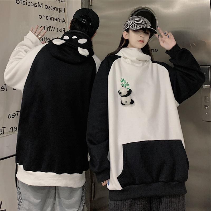 Fleece-lined Thickened Hooded Sweatshirt Panda Couple Coat - The Number 1 Things