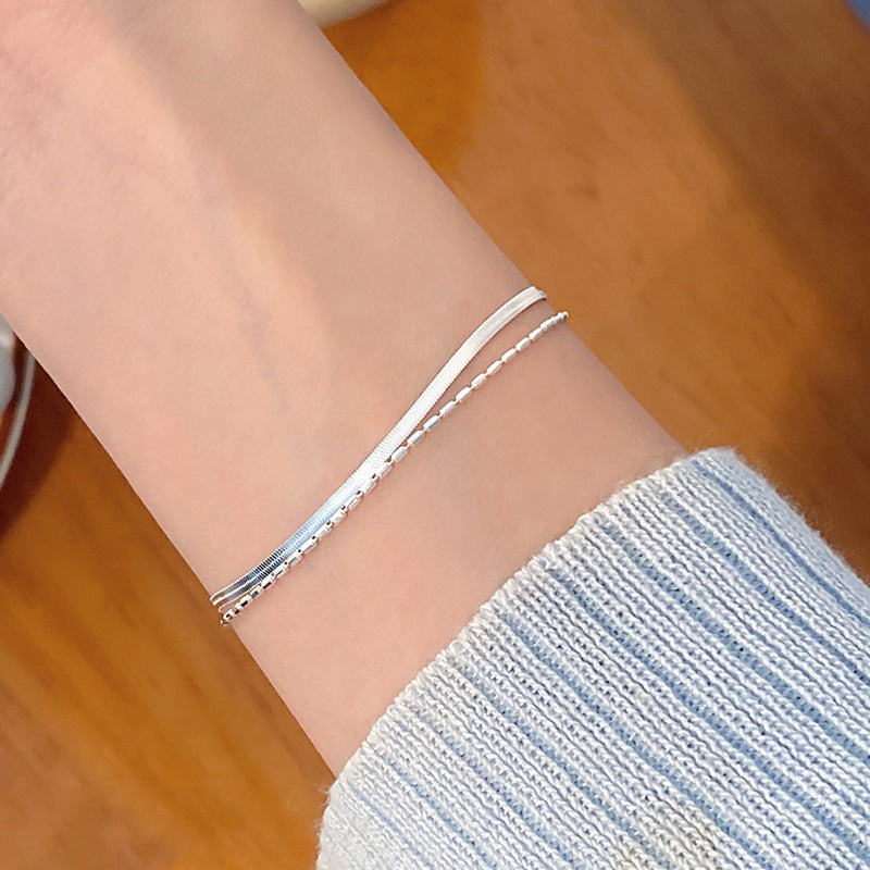 925 Silver Cold Wind Double Layer Snake Bones Chain Bracelet For Women - The Number 1 Things
