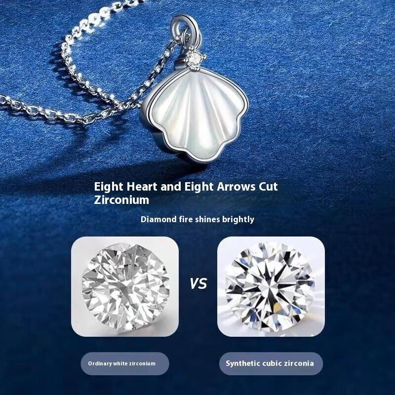 S999 Sterling Silver Shell Necklace For Women Ins Simple Clavicle Chain - The Number 1 Things