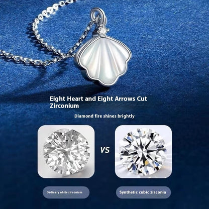 S999 Sterling Silver Shell Necklace For Women Ins Simple Clavicle Chain - The Number 1 Things