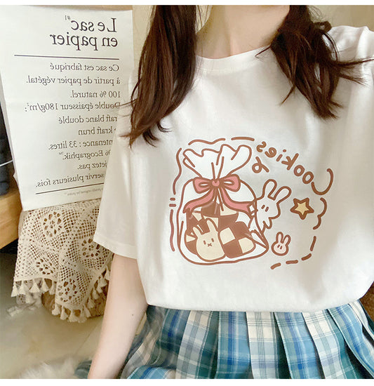 Women's Fashion Personality Pure Cotton Short Sleeve T-shirt