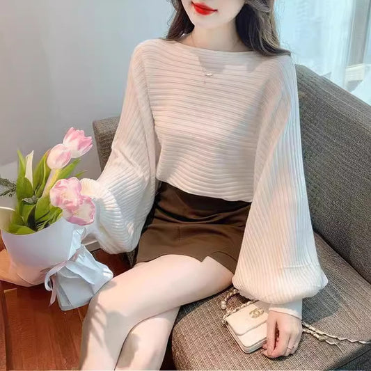 Lantern Sleeve Sweater Underwear Off-shoulder Collar - The Number 1 Things