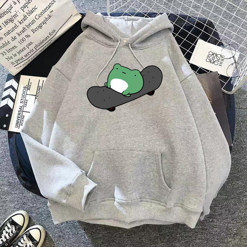 Skateboard Frog Long-sleeved Fleece Sweatshirt - The Number 1 Things