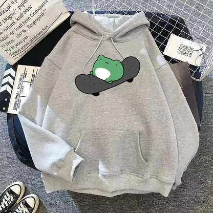 Skateboard Frog Long-sleeved Fleece Sweatshirt - The Number 1 Things