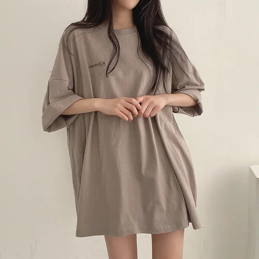 Mid-length Cotton Short-sleeved T-shirt For Women Summer
