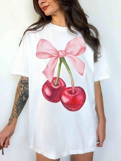 Letter Pattern Loose Casual Print Drop Shoulder Short Sleeve - The Number 1 Things