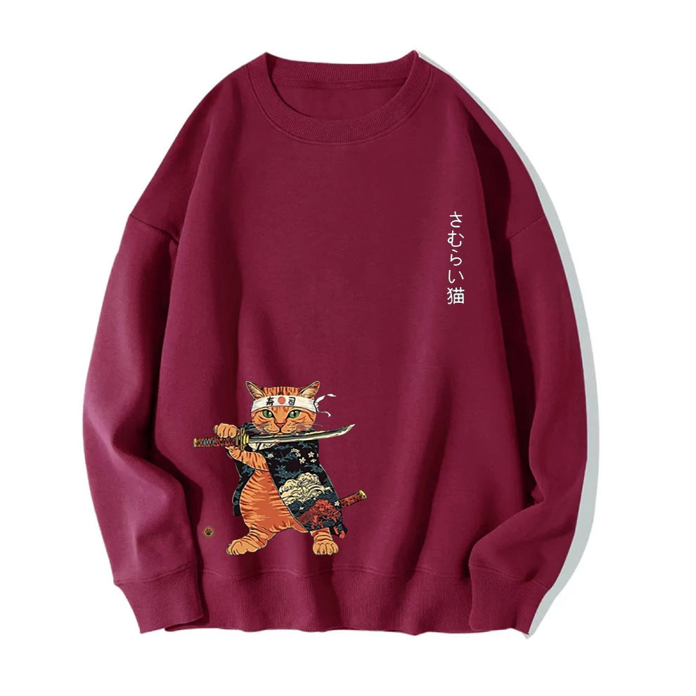 Japanese Style Large Cat Pattern Printed Round Neck Men And Women - The Number 1 Things