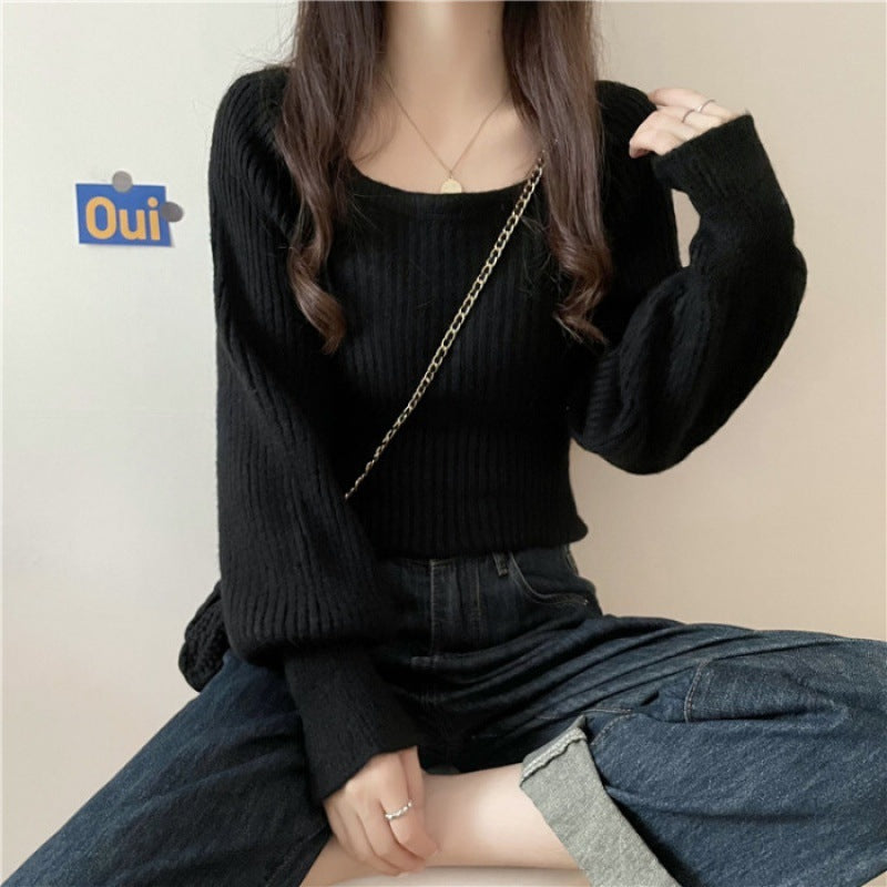 Western Style Low Collar Long Sleeves Top Slim-fit Sweater - The Number 1 Things