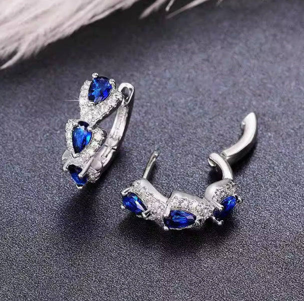 Klein Blue Zirconia Elegant Hoop Earrings - The Number 1 Things